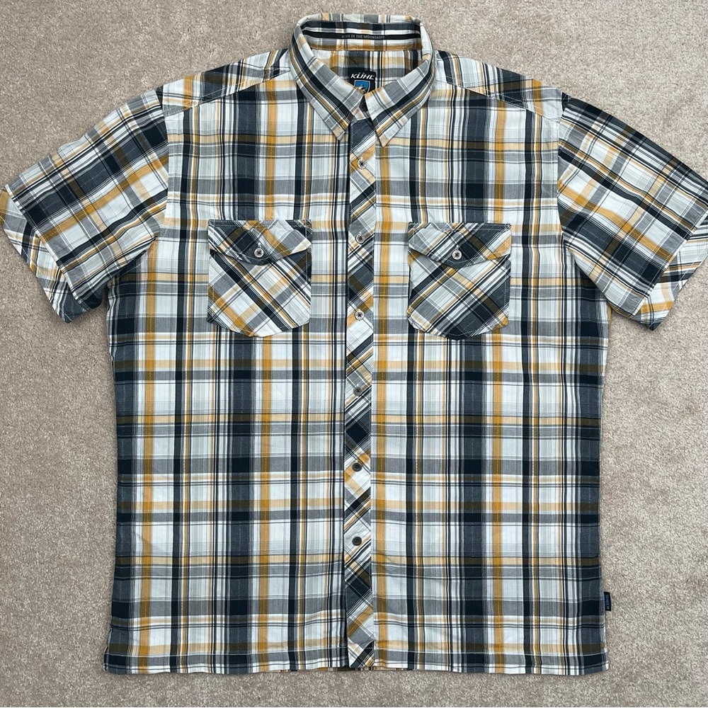 Kuhl Shirt Adult Large Plaid Button Up Short Sleeve Casual Hiking Outdoor Men